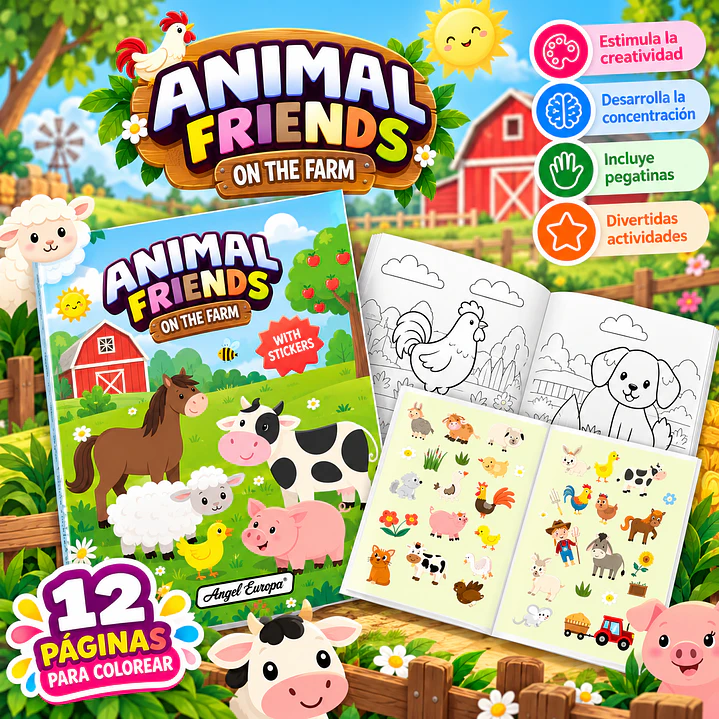 LIBRO PARA COLOREAR ANIMAL FRIENDS – ANIMALES DE GRANJA 1