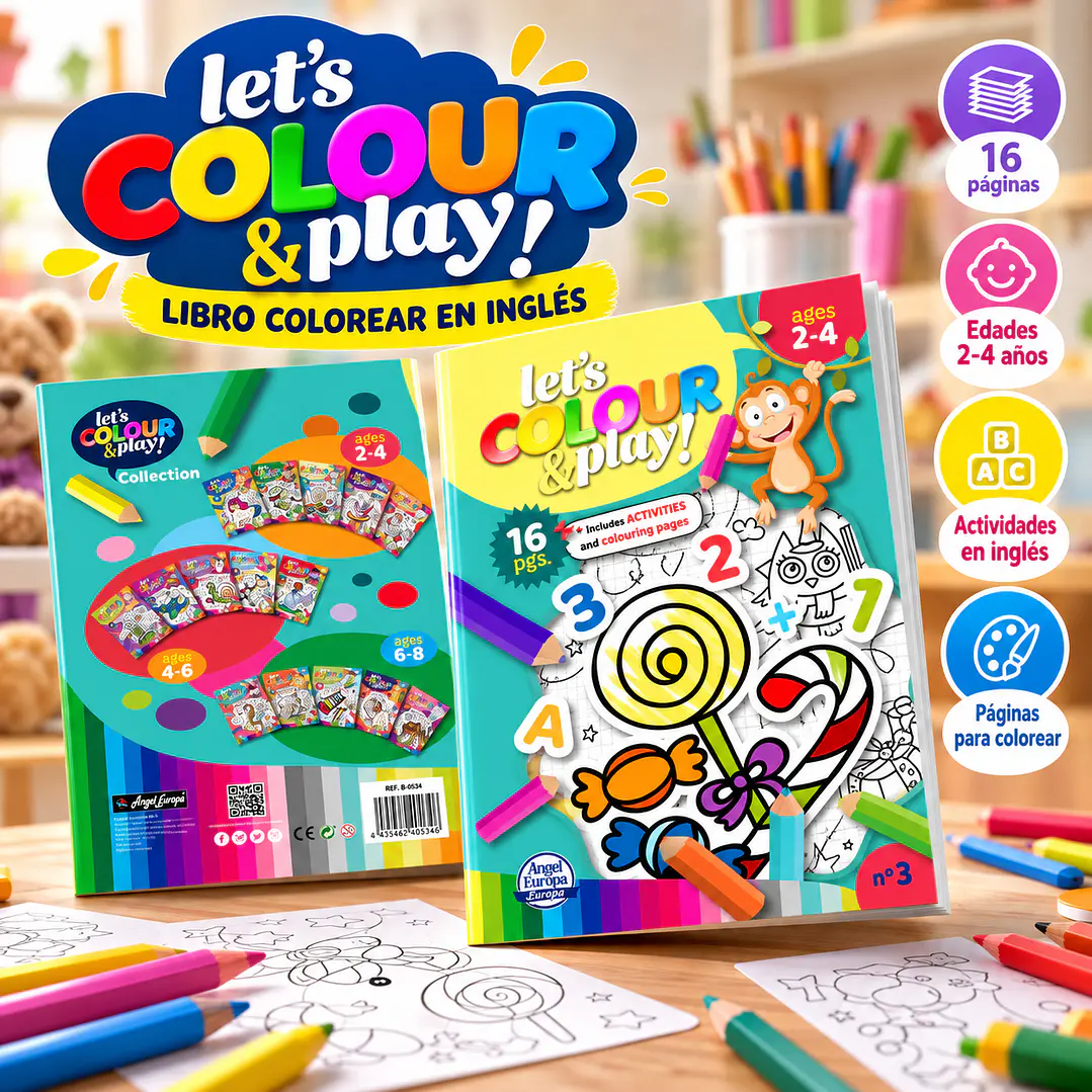 LIBRO PARA COLOREAR EN INGLÉS “LET’S COLOUR & PLAY!” – DULCES Y DIVERSIÓN 1