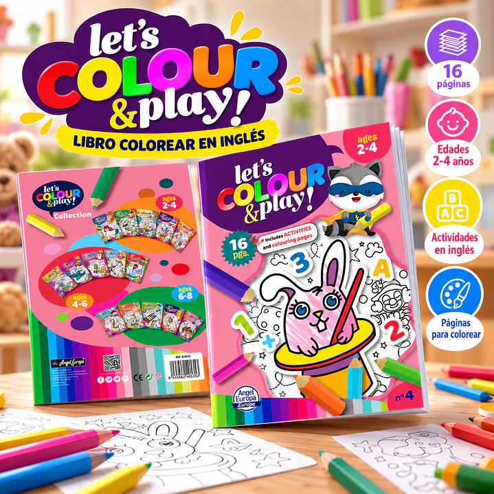 LIBRO PARA COLOREAR EN INGLÉS “LET’S COLOUR & PLAY!” – ANIMALES Y DIVERSIÓN 1