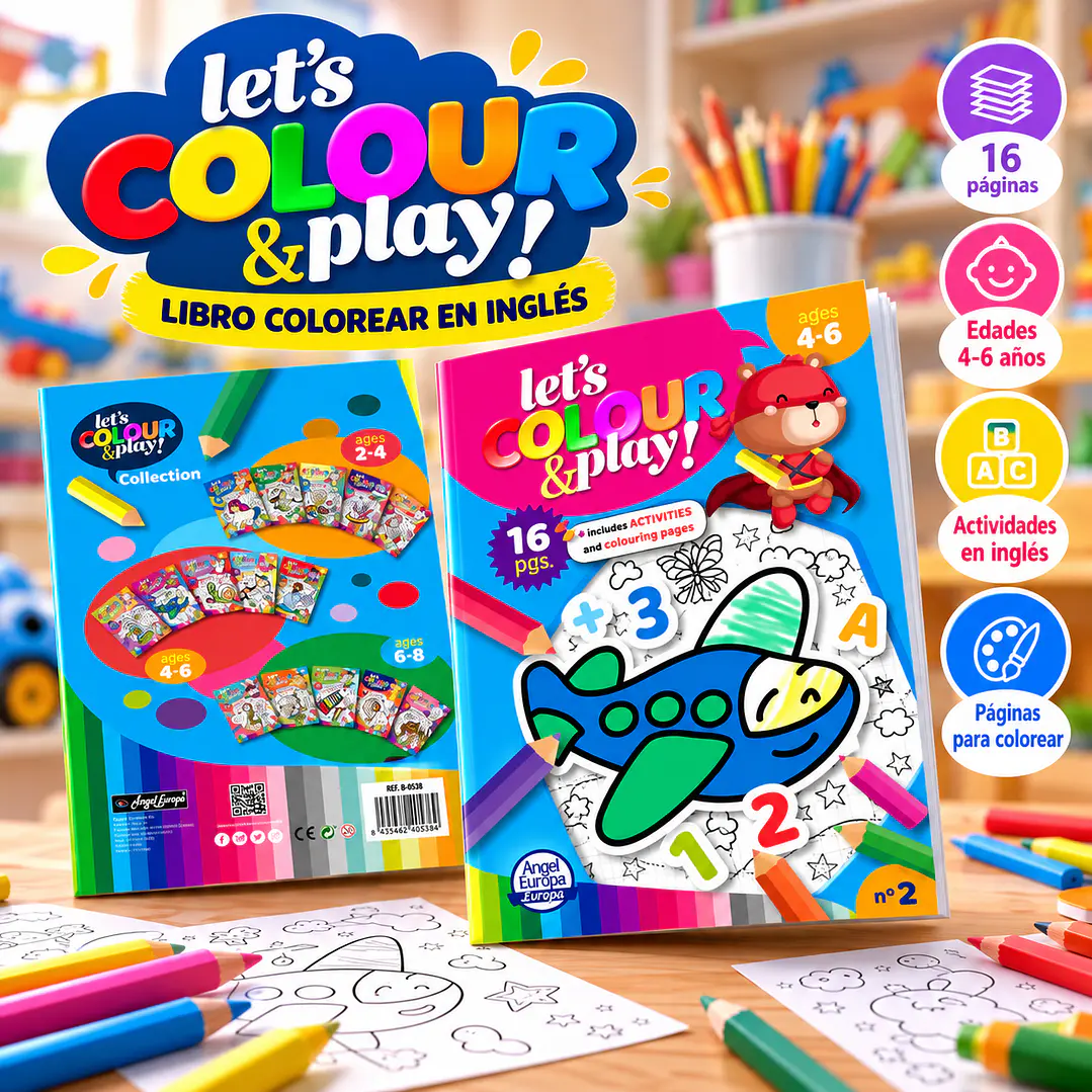 LIBRO PARA COLOREAR EN INGLÉS “LET’S COLOUR & PLAY!” – AVIONES Y AVENTURAS 1
