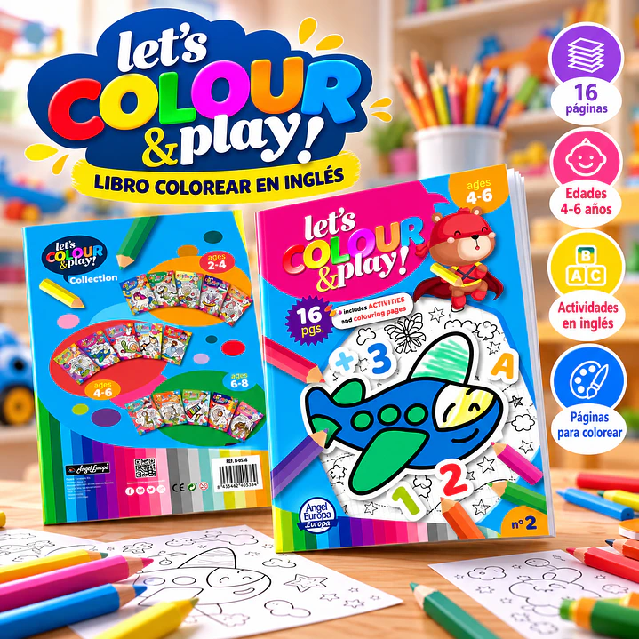 LIBRO PARA COLOREAR EN INGLÉS “LET’S COLOUR & PLAY!” – AVIONES Y AVENTURAS 1