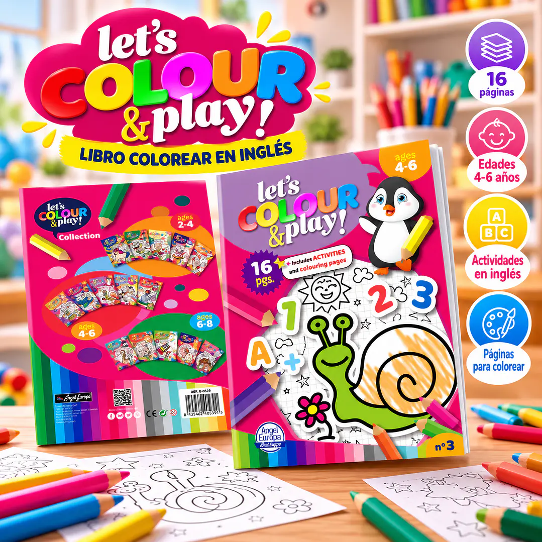  LIBRO PARA COLOREAR EN INGLÉS “LET’S COLOUR & PLAY!” – ANIMALES Y DIVERSIÓN 1