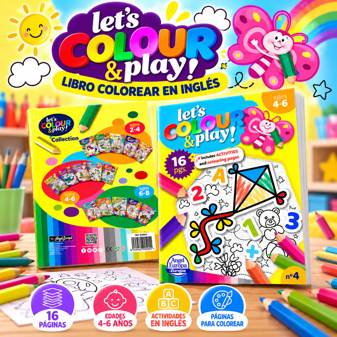 LIBRO PARA COLOREAR EN INGLÉS “LET’S COLOUR & PLAY!” – MARIPOSAS Y DIVERSIÓN 1