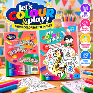 LIBRO PARA COLOREAR EN INGLÉS “LET’S COLOUR & PLAY!” – ANIMALES Y AVENTURAS