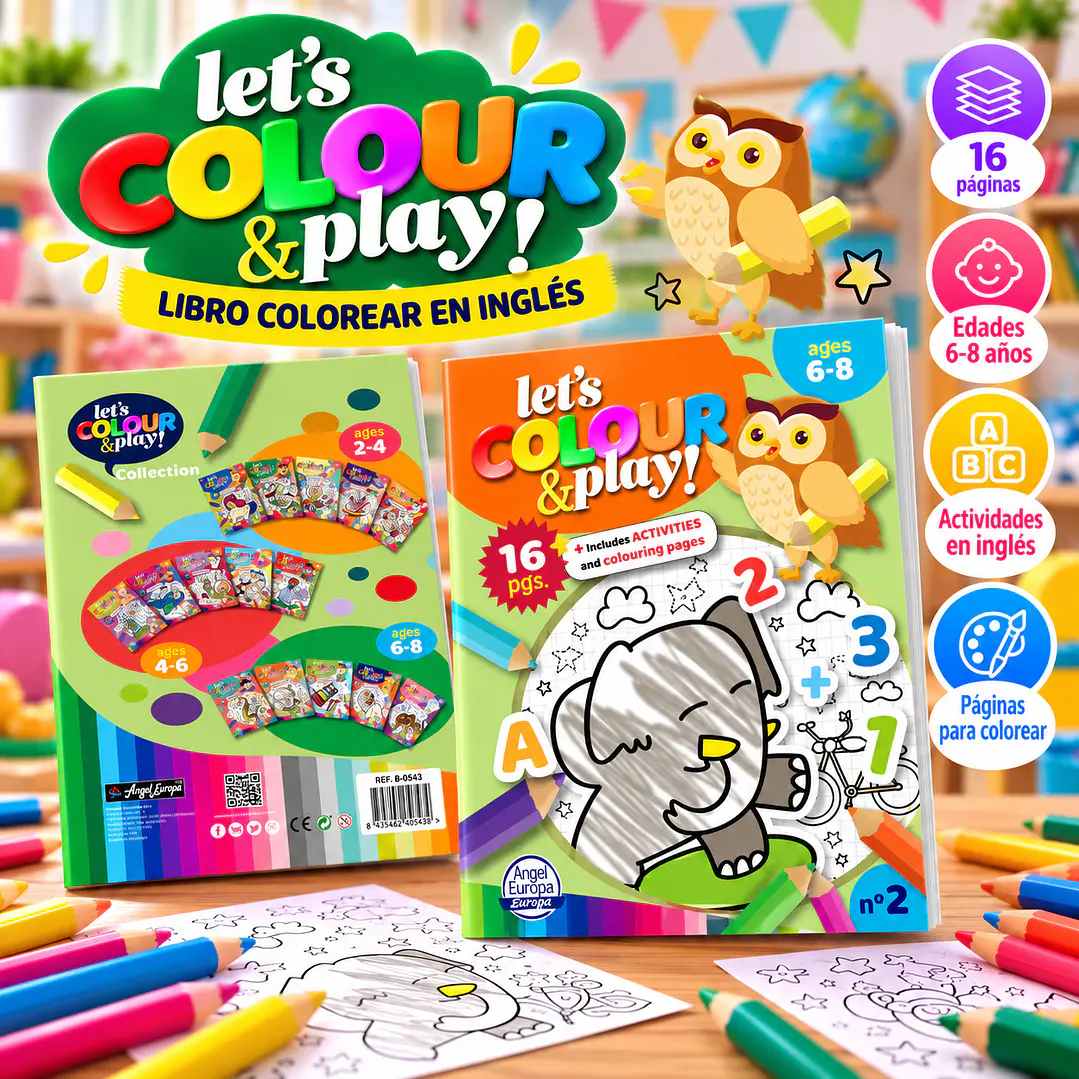 LIBRO PARA COLOREAR EN INGLÉS “LET’S COLOUR & PLAY!” – ANIMALES Y APRENDIZAJE 1