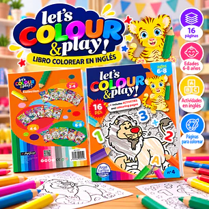 LIBRO PARA COLOREAR EN INGLÉS “LET’S COLOUR & PLAY!” – ANIMALES Y DIVERSIÓN
