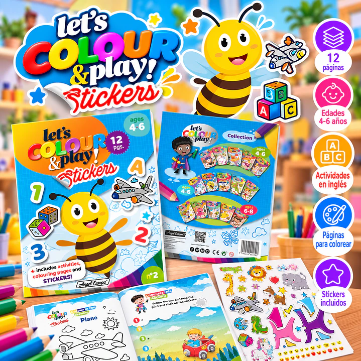 LIBRO PARA COLOREAR EN INGLÉS “LET’S COLOUR & PLAY! STICKERS” 1
