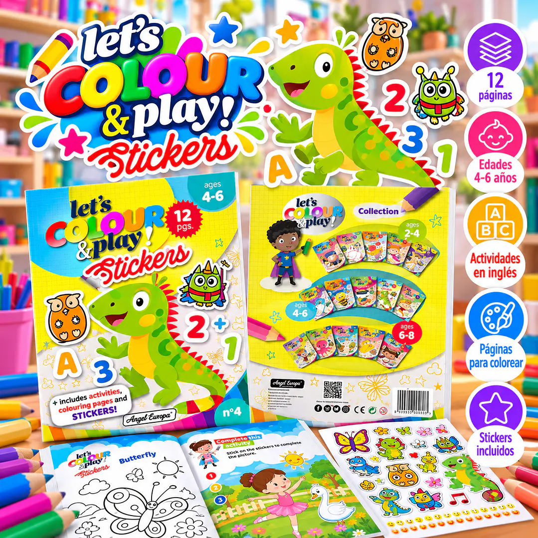 LIBRO PARA COLOREAR Y ACTIVIDADES EN INGLÉS CON STICKERS 1