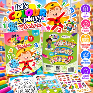 LIBRO PARA COLOREAR Y ACTIVIDADES EN INGLÉS CON STICKER