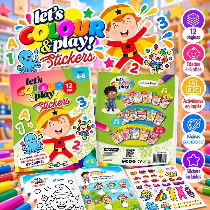 LIBRO PARA COLOREAR Y ACTIVIDADES EN INGLÉS CON STICKER 1