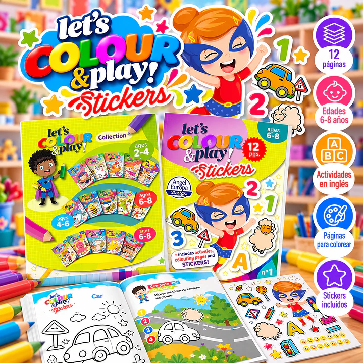LIBRO PARA COLOREAR Y ACTIVIDADES EN INGLÉS CON STICKERS 1
