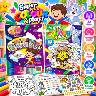 LIBRO PARA COLOREAR EN INGLÉS SUPER LET'S COLOUR & PLAY