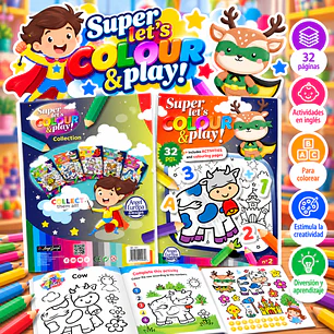 LIBRO PARA COLOREAR EN INGLÉS SUPER LET'S COLOUR & PLAY