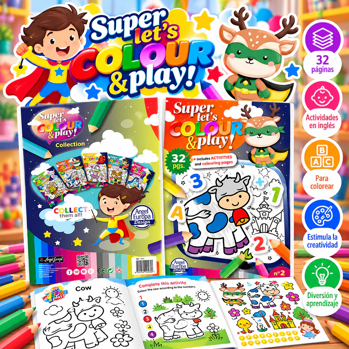 LIBRO PARA COLOREAR EN INGLÉS SUPER LET'S COLOUR & PLAY 1