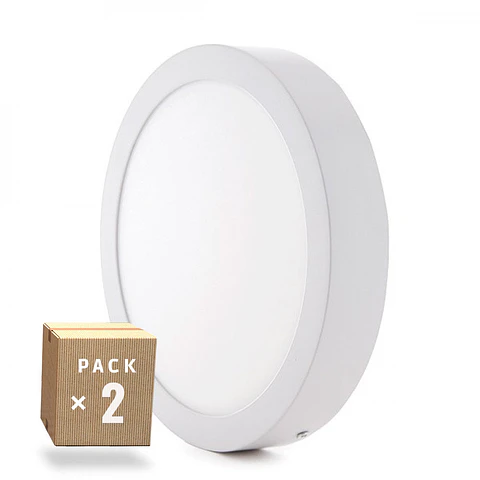 Pacote de 2 plafons LED 24W 1900Lm 6000ºK Superficie 40.000H [HO-PLAF-C-24W-CW-PK2-AP]