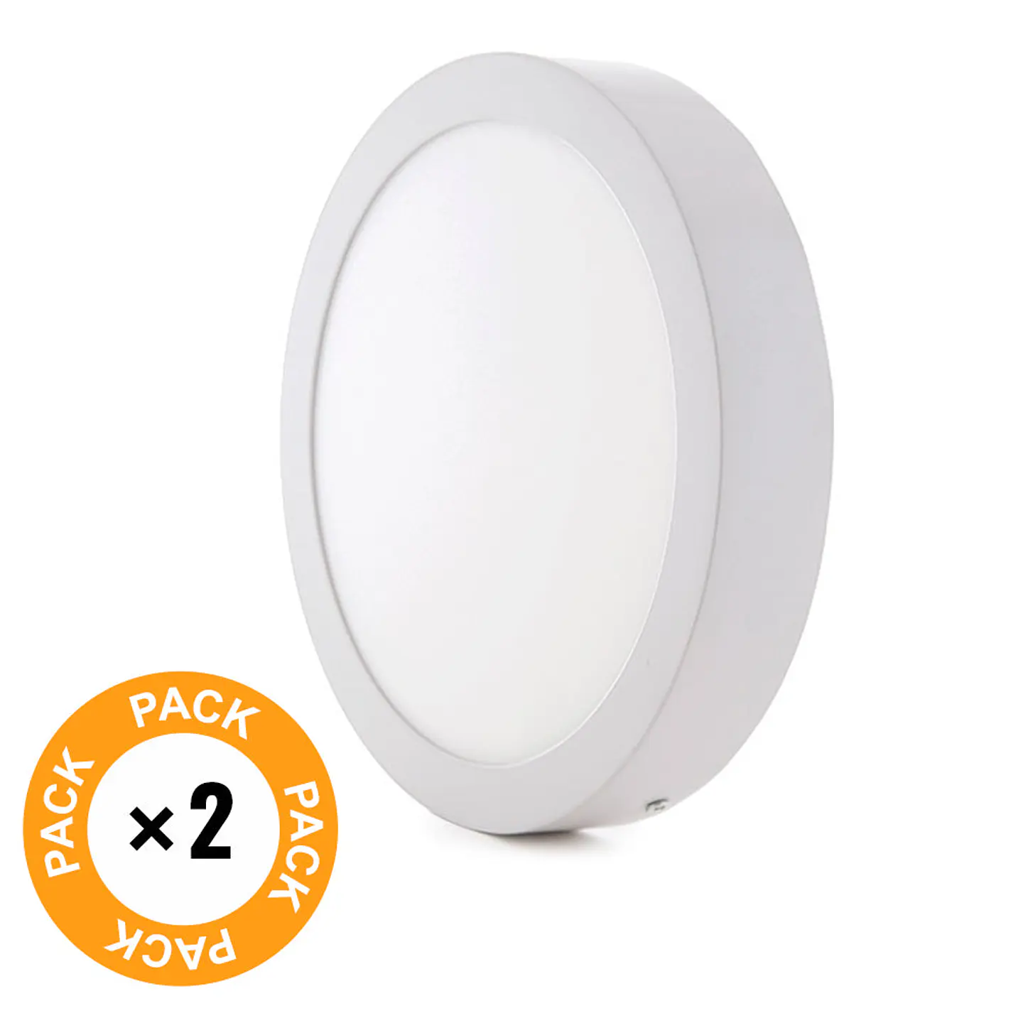 Pacote de 2 plafons LED 24W 1900Lm 6000ÂºK SuperfÃ­cie 40.000H [HO-PLAF-C-24W-CW-PK2-AP] 2