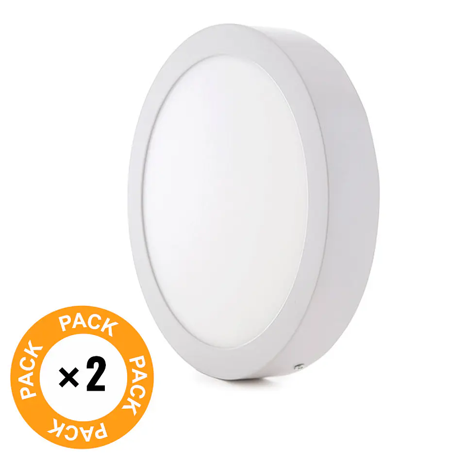 Pacote de 2 plafons LED 24W 1900Lm 4200ÂºK SuperfÃ­cie 40.000H [HO-PLAF-C-24W-W-PK2-AP] 2