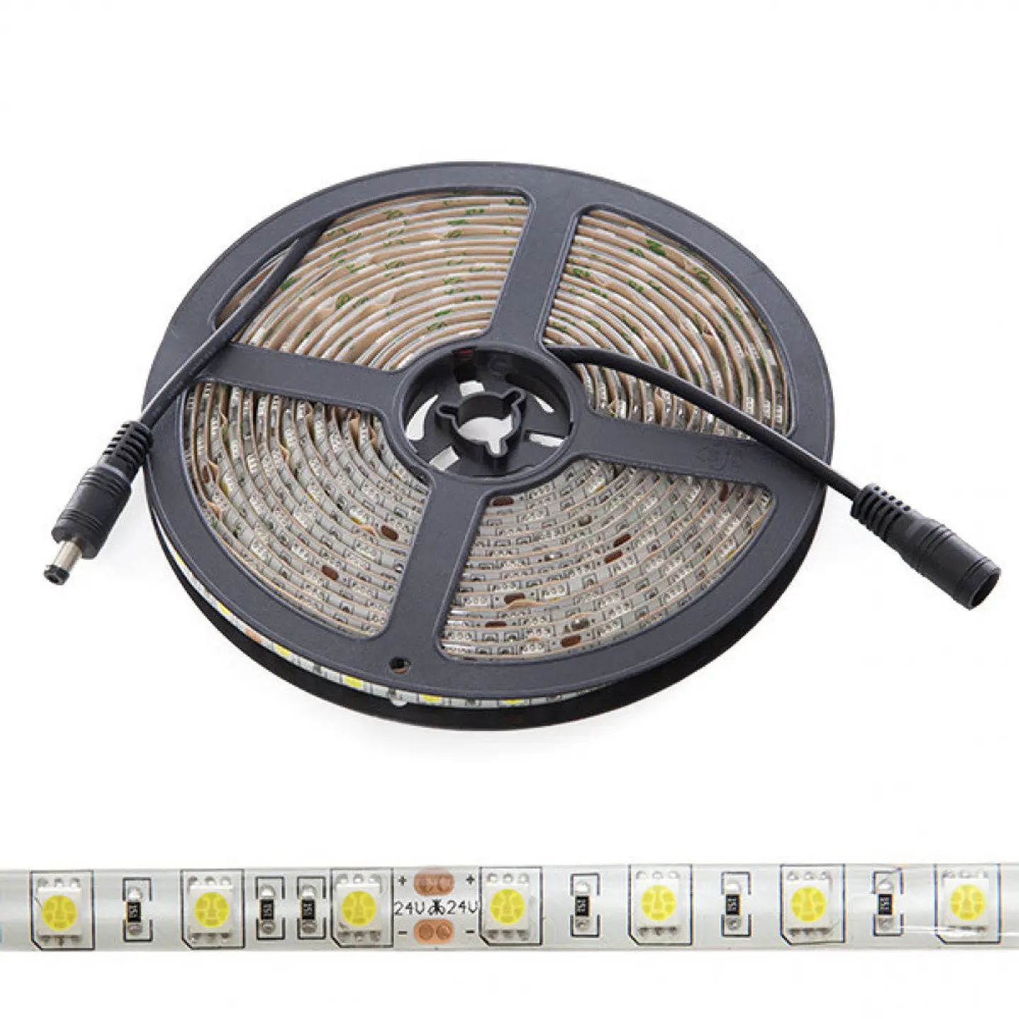 Faixa de 300 LEDs 60W 7.000Lm CRI85 6000ÂºK SMD5050 24VDC IP65 x5M 40.000H [CA-5050-60-24-IP65-CW]-Branco Frio 2