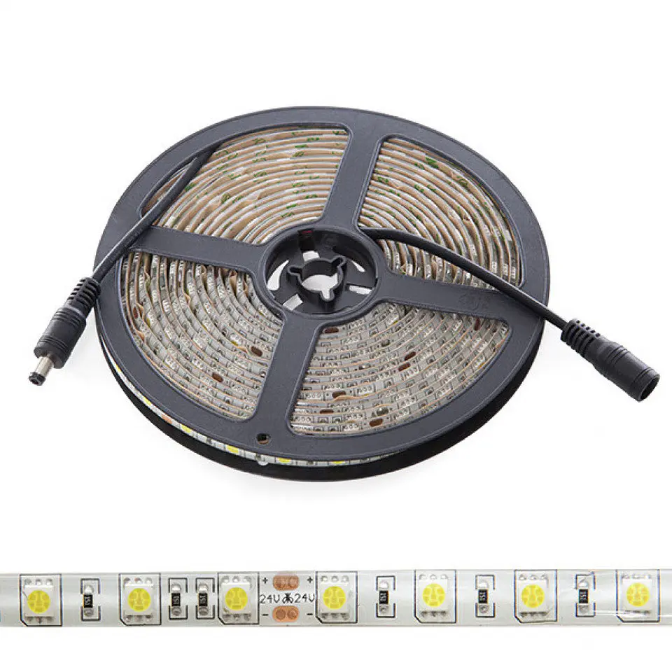 Faixa de 300 LEDs 60W 7.000Lm CRI85 6000ÂºK SMD5050 24VDC IP65 x5M 40.000H [CA-5050-60-24-IP65-CW]-Branco Frio 2