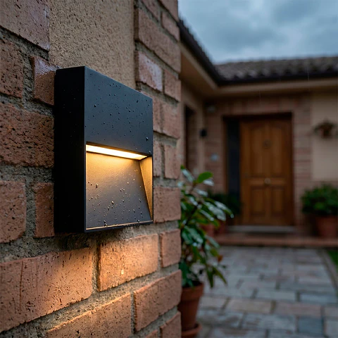 Lumiaria de parede exterior LED retangular de 7 W, IP54, 2700 K