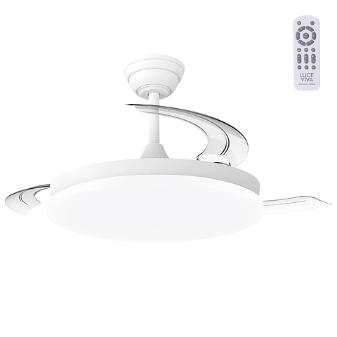Ventilador DC "Marele", função verÃo/inverno, 48W, branco, 3 pás, 5040lm, 3500-4000-6500K, comando e temporizador