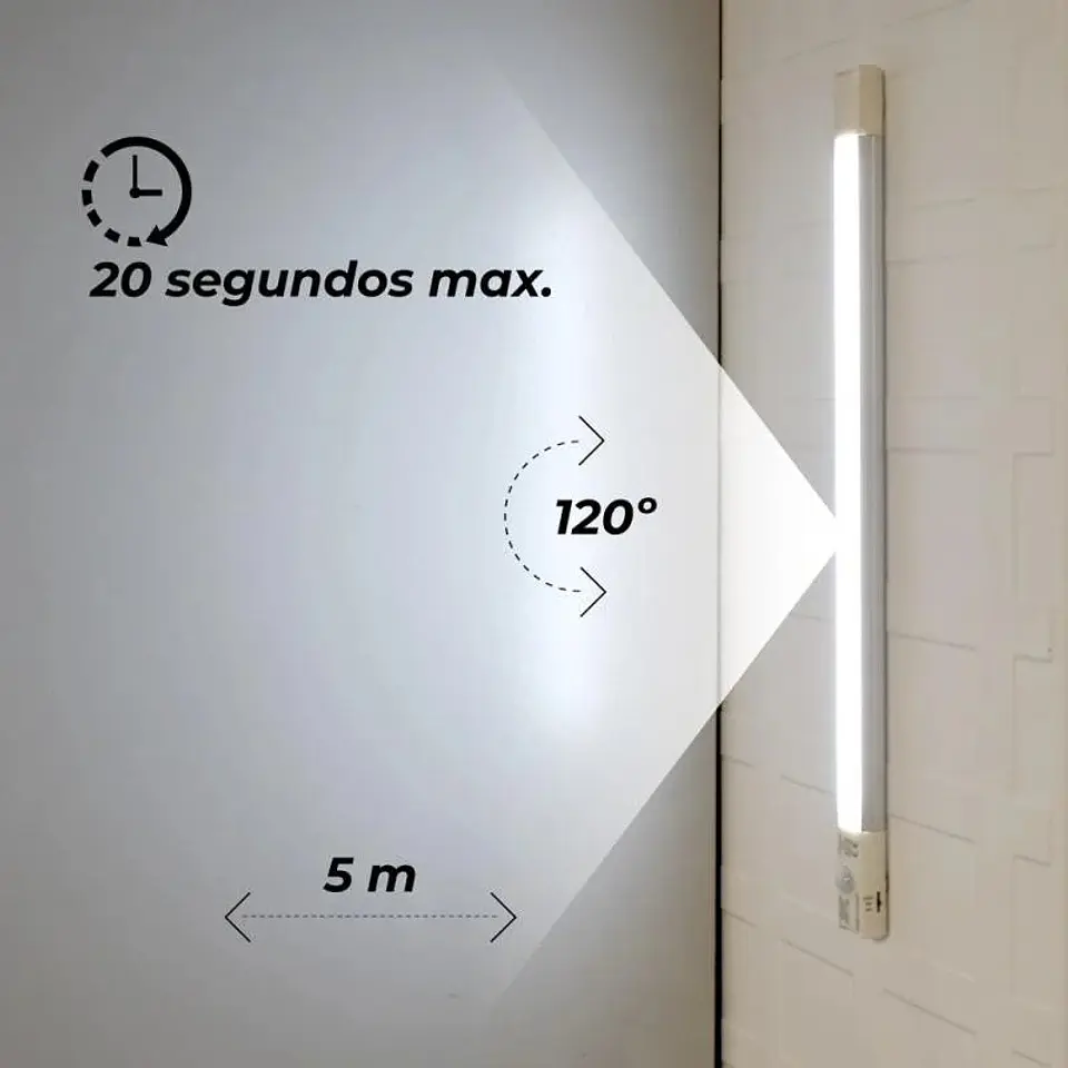 RÃ©gua de iluminaÃ§Ã£o para armÃ¡rio 1,15W 71Lm USB-C 2,6â€“5V sensor inteligente CCT 6