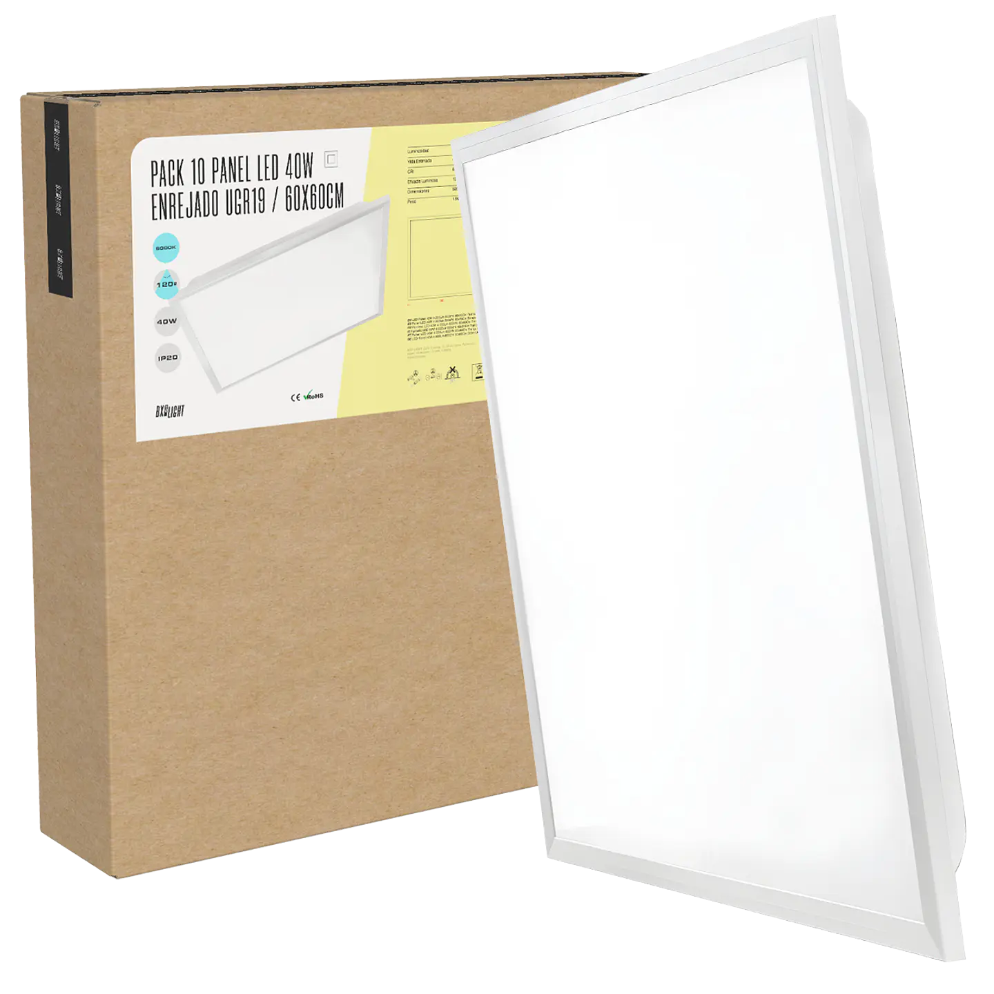 Painel LED 40W 4000Lm 4200ÂºK 60x60Cm TreliÃ§a UGR19 40.000H [BX3-PG-600x600-40W-W] 1