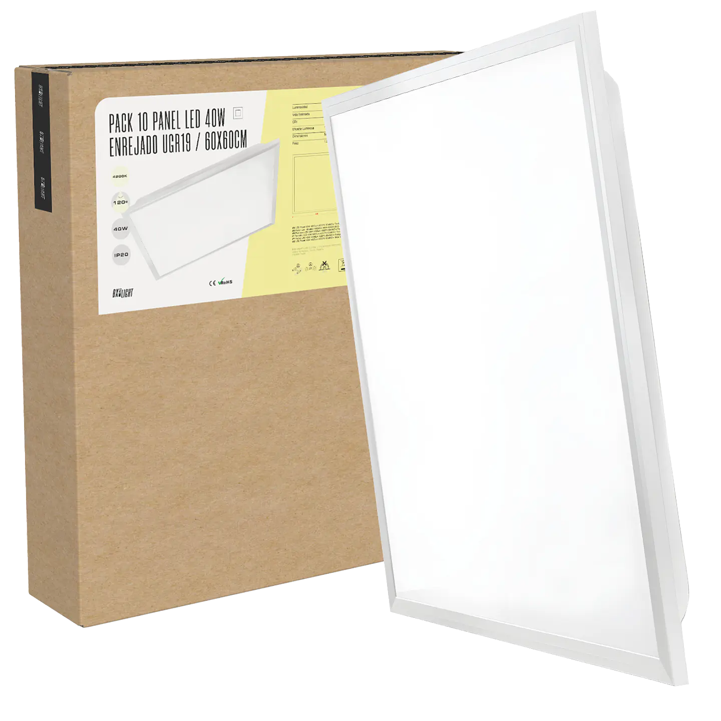 Painel LED 40W 4.000Lm 6000ÂºK 60x60Cm TreliÃ§a UGR19 40.000H [BX3-PG-600x600-40WCW] 10
