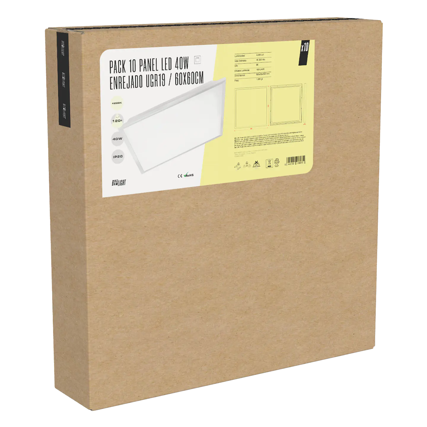 Painel LED 40W 4000Lm 4200ÂºK 60x60Cm TreliÃ§a UGR19 40.000H [BX3-PG-600x600-40W-W] 11
