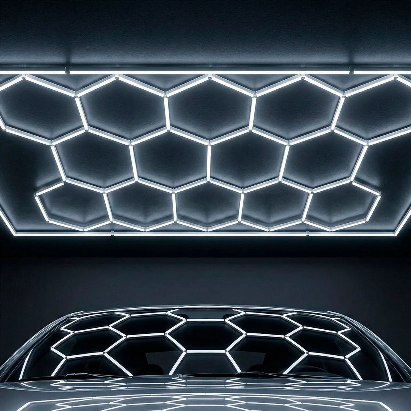 LED Hexagonal - 6000K - 14 Hexagonos 56cm + Retangulo 500cm 2