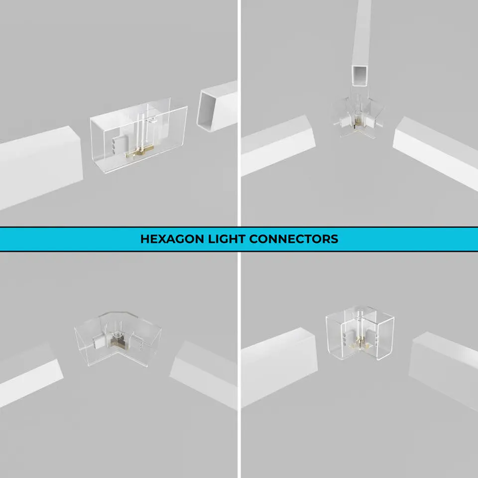 LED Hexagonal - 6000K - 14 Hexagonos 56cm + Retangulo 500cm 6