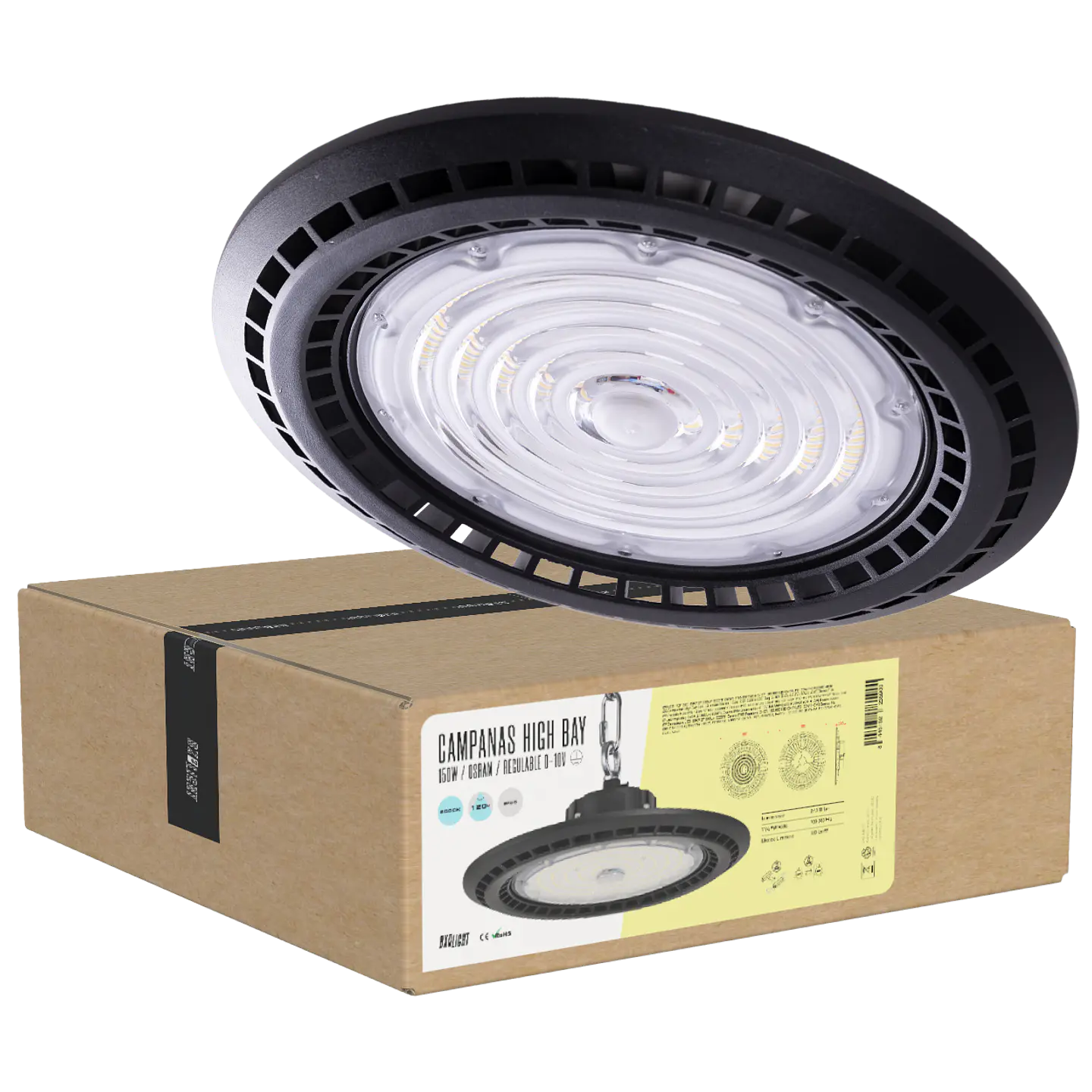CampÃ¢nula LED 150W 27.000Lm 6000ÂºK Osram IP65 RegulÃ¡vel 0-10V 100.000H [BX3-HVUFO150W-H-CW] 1