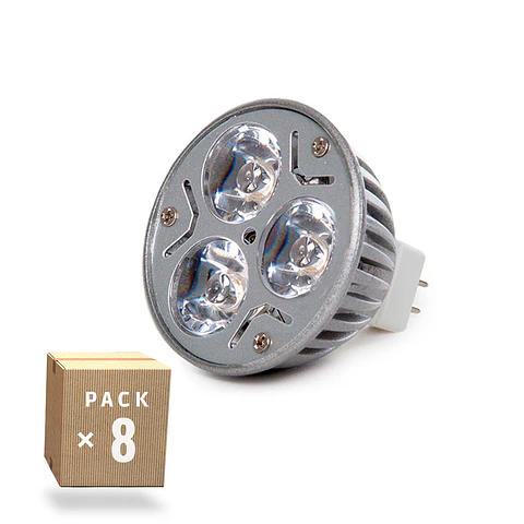 Pacote de 8 Lampadas LED GU5.3 6W 515Lm 3000ºK 40.000H [CA-MR16-9W-WW-PK8-AP]