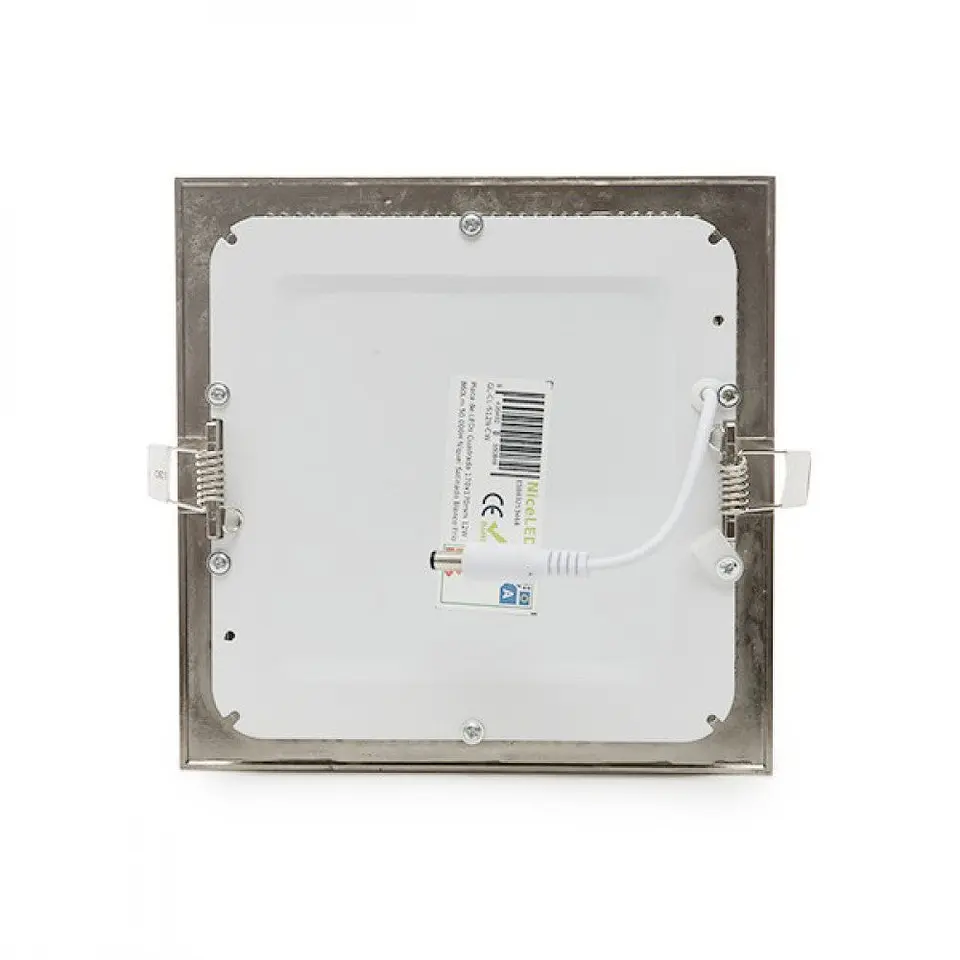 Painel de LED quadrado de nÃ­quel acetinado de 12 W 1200 Lm 2700ÂºK 50.000 H [GL-CL-S12N-WW] 4