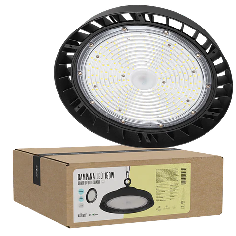 Campanula LED 150W (90W-120W-150W) 27000Lm Driver Lifud Regulavel 1-10V Chip Philips CW 6000ºK 90º