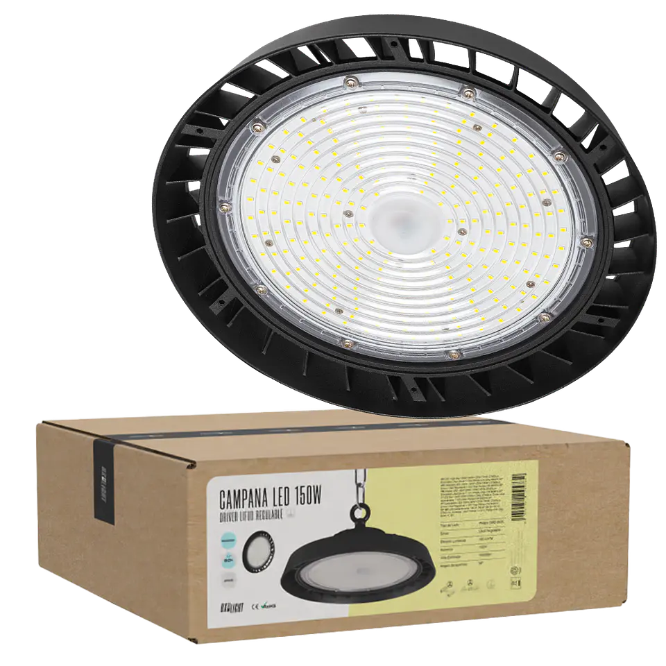 Campainha LED 150W (90W-120W-150W) 27000Lm Driver Lifud RegulÃ¡vel 1-10V Chip Philips CW 6000ÂºK 90Âº 1
