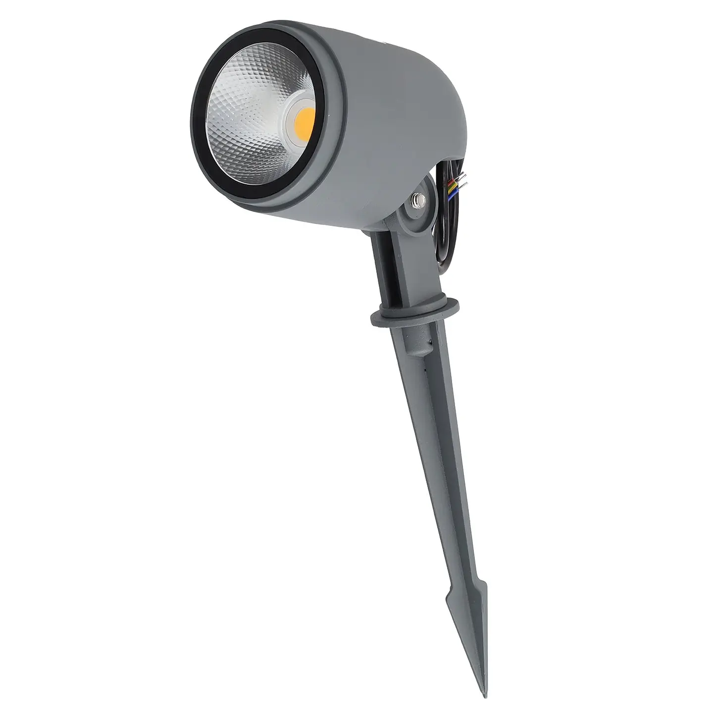 Refletor LED com estaca para jardim, 12W, IP65, 2700K, acabamento cinza. 1