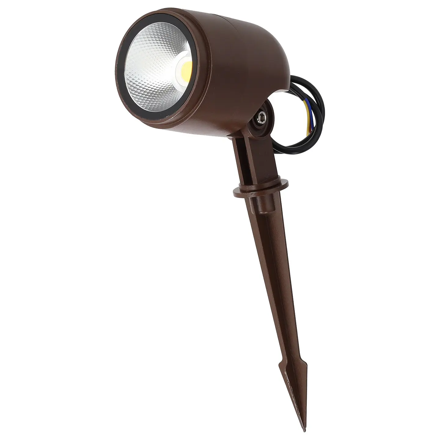 Refletor LED com estaca para jardim, 12W, IP65, 2700K, acabamento marrom. 1