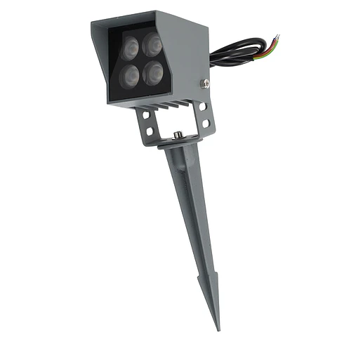Refletor LED de 4W IP65 2700K com estaca para jardim, acabamento cinza