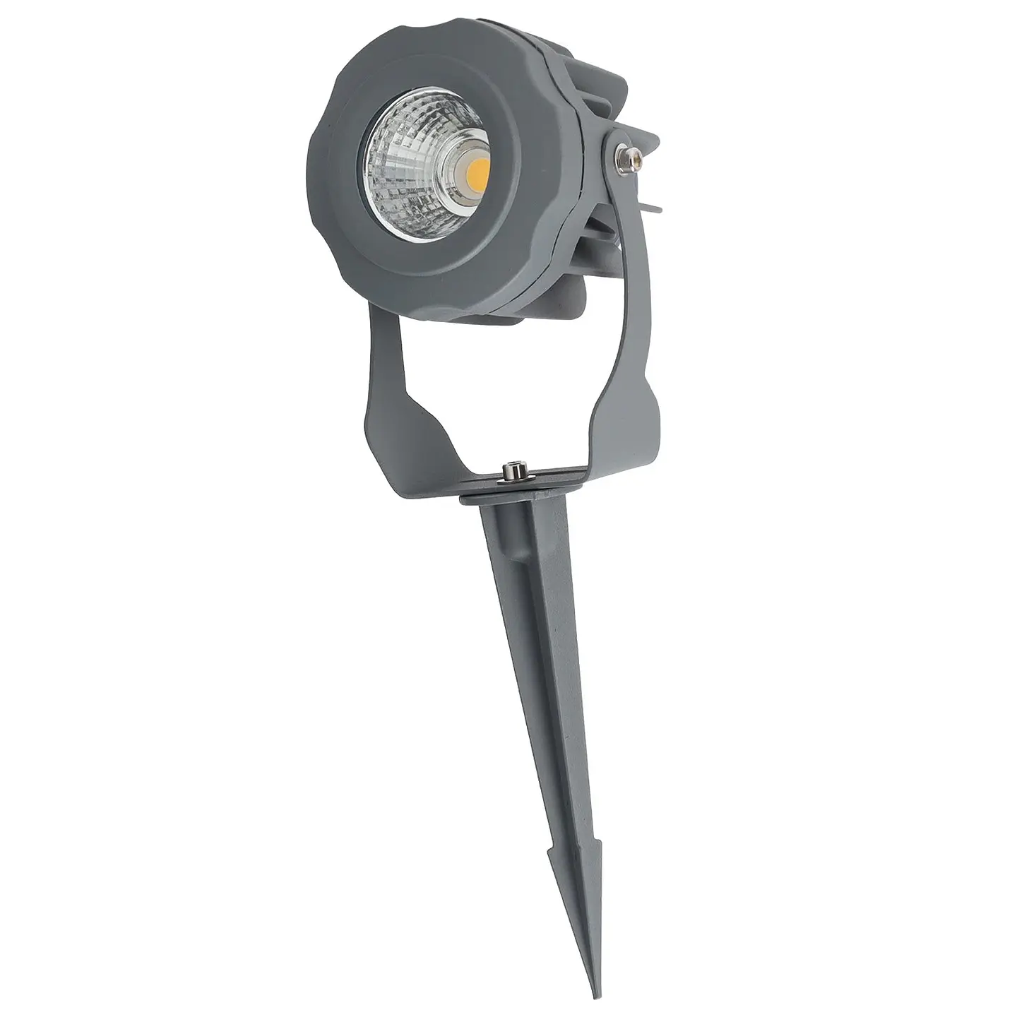 Refletor LED de 10W IP65 2700K com estaca para jardim, acabamento cinza 1