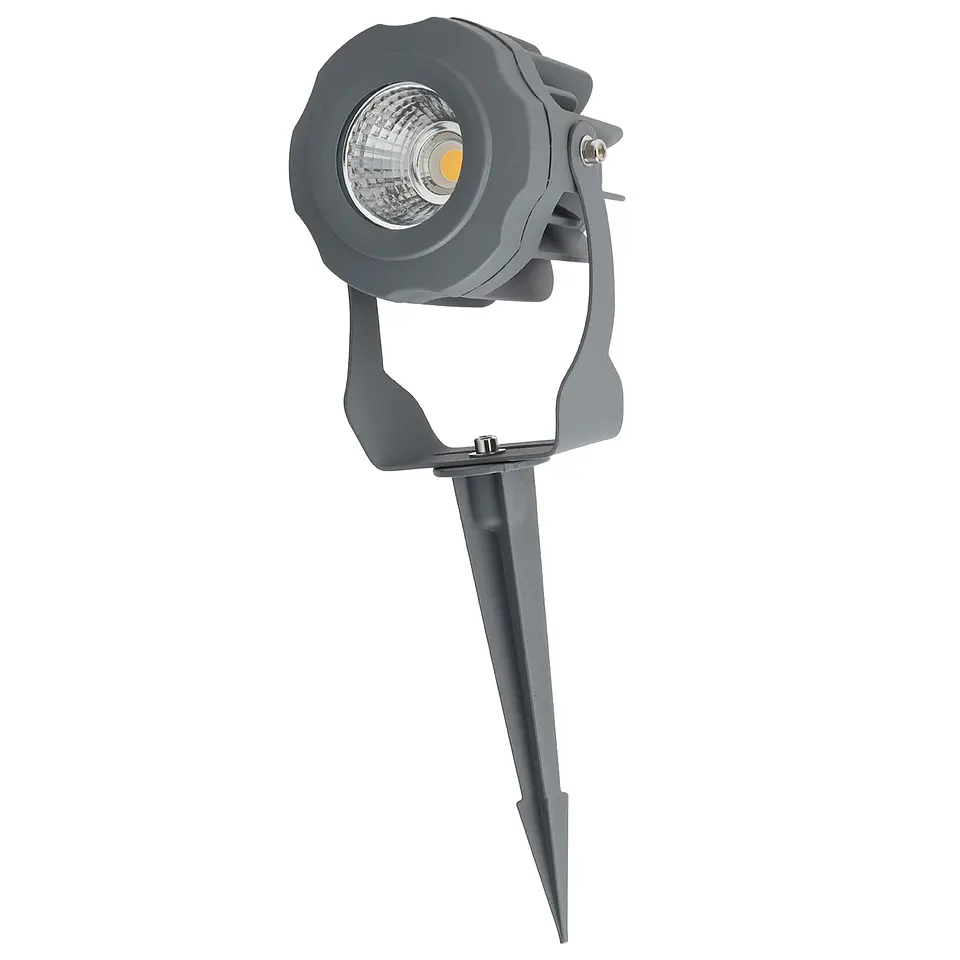 Refletor LED de 10W IP65 2700K com estaca para jardim, acabamento cinza 1