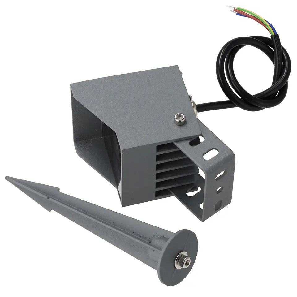 Refletor LED de 4W IP65 2700K com estaca para jardim, acabamento cinza 4