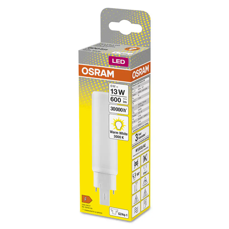 LÃ¢mpada LED Ledvance/DULUX G24q 1 6W 600Lm 3000K 120Âº IP20 2