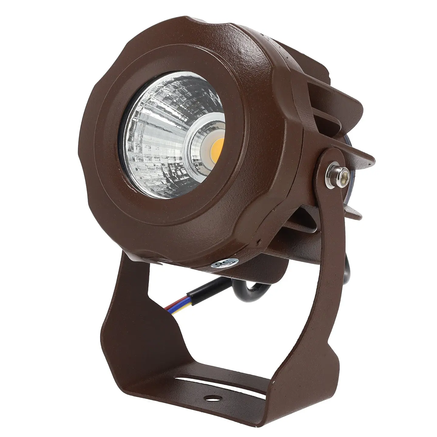 Refletor LED com estaca para jardim, 10W, IP65, 2700K, acabamento marrom. 2