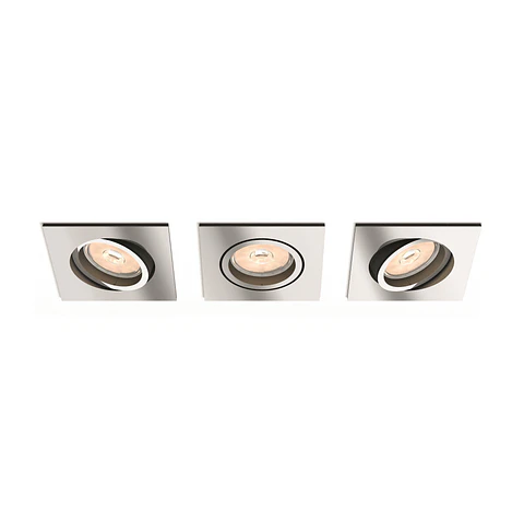 Conjunto de 3 Anels Recesso Philips "Donegal" Quadrado Cromado Gu10