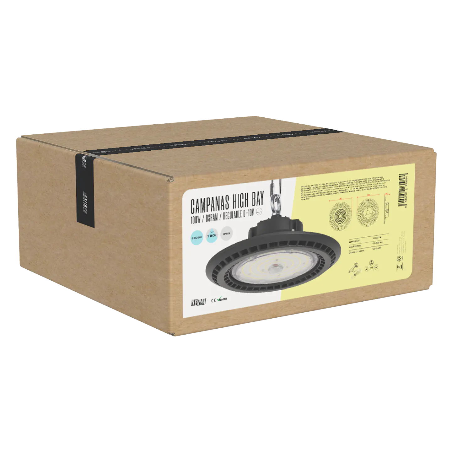 CampÃ¢nula LED 100W 18.000Lm 6000ÂºK Osram IP65 RegulÃ¡vel 0-10V 100.000H [BX3-HVUFO100W-H-CW] 2