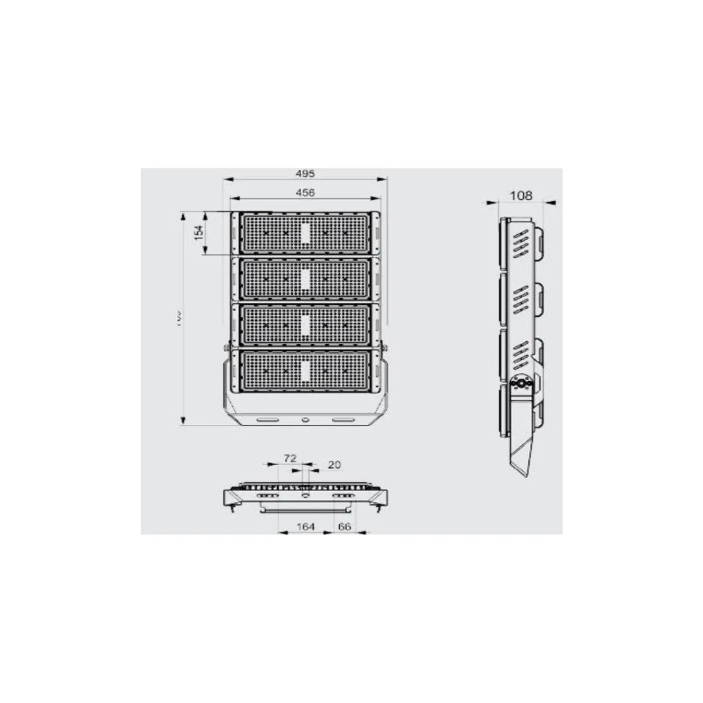 Holofote LED 1000W Estadio 150000Lm Driver Meanwell 1-10V IP65 Philips 3030 100.000H 4