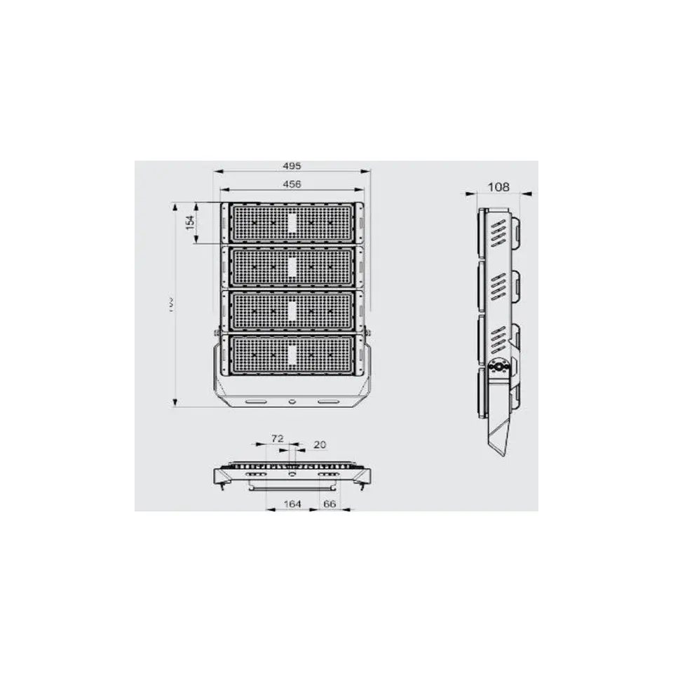 Holofote LED 1000W Estadio 150000Lm Driver Meanwell 1-10V IP65 Philips 3030 100.000H 4