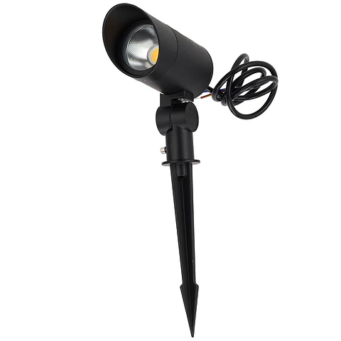Foco LED com espeto de jardim 18W 60º IP65 3000K Acabamento preto