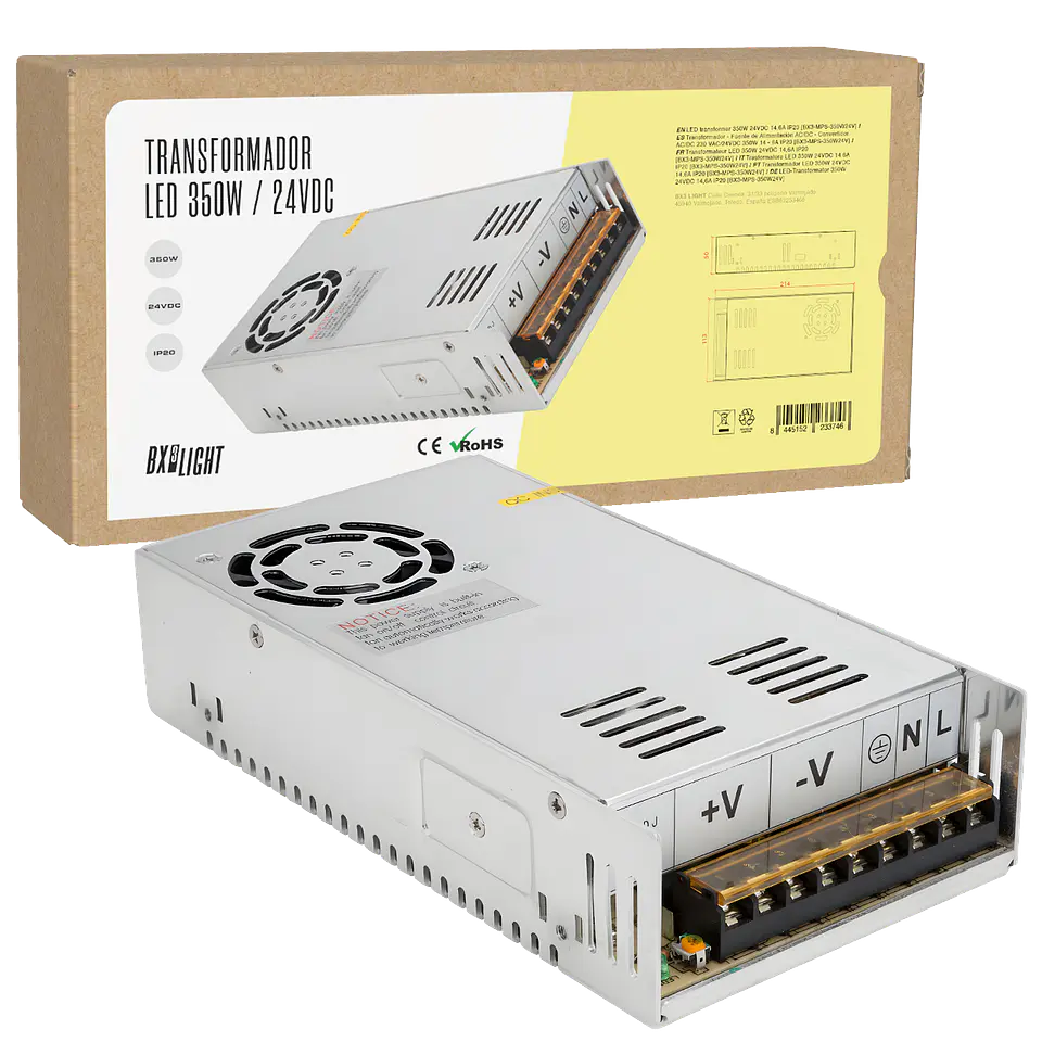 Transformador -  Fuente de AlimentaciÃ³n AC/DC -  Convertidor AC/DC 230 VAC/24VDC 350W 14 - 6A IP20 [BX3-MPS-350W24V] 1